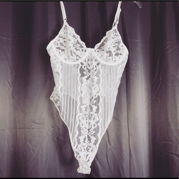 white lace thong bodysuit